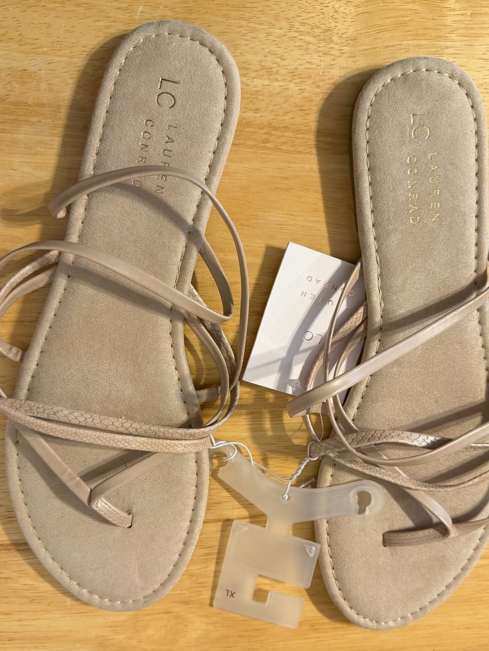 LC Lauren Conrad Taupe Multi-Strap Flat Sandals